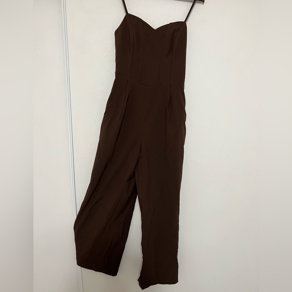 VICI (made by Endless Rose), chocolate brown wide leg jumpsuit